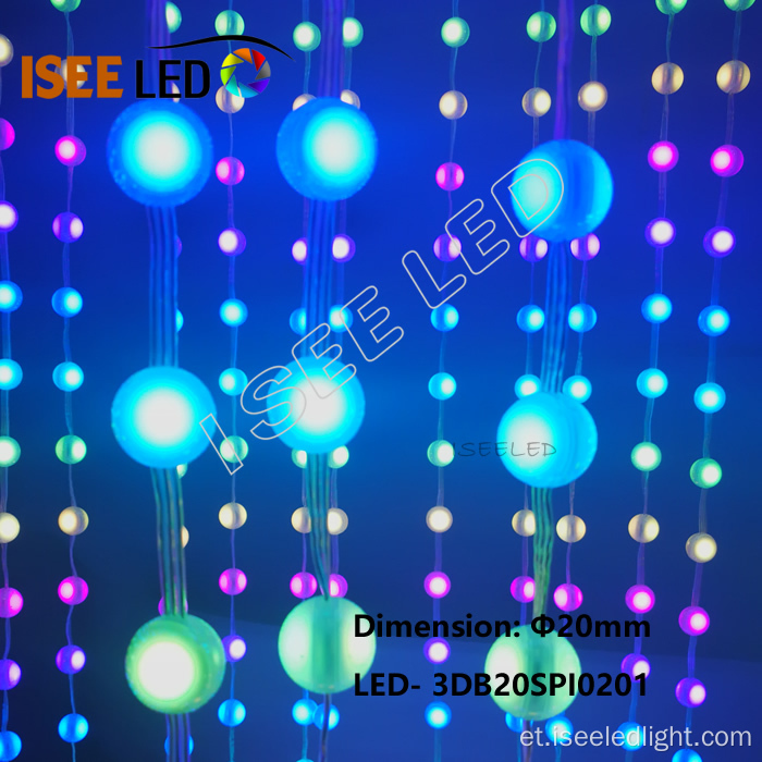 SMD5050 RGB 3D 20mm LED -piksli kuuli tuli