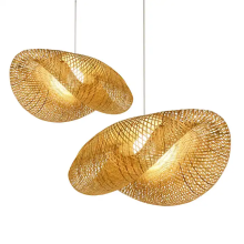 Japanese Bamboo Woven Pendant Light Antique Lantern Ceiling Lamp