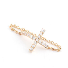 18K Solid Gold Moissanite Chain Ring for Women - Daily Wear