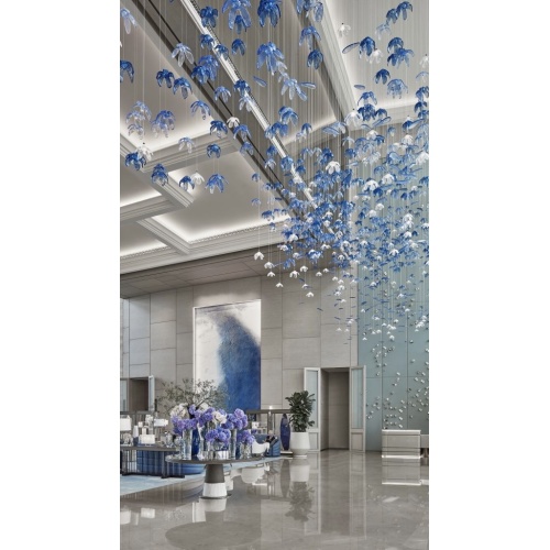 Customized lobby large decorative hanging flower chandelier