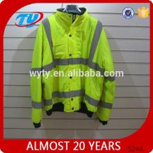 winter safety reflective green parka for men