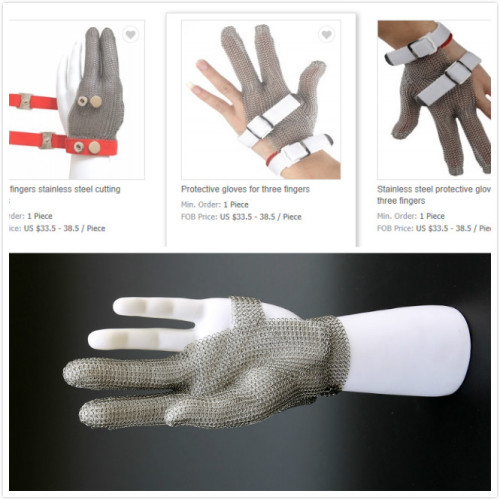 Three fingers stainless steel cutting gloves