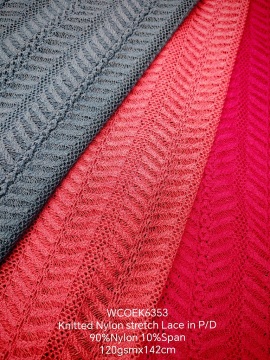 Knitted Nylon stretch lace fabric in solid colors