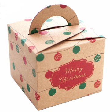 Kraft Paper Christmas Apple Gift Box with Handles