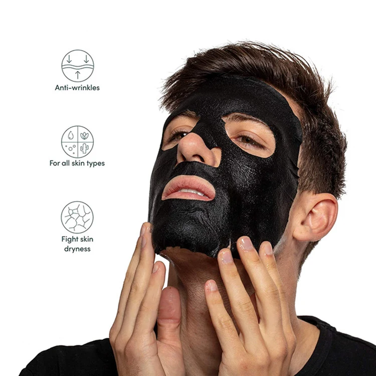 Custom Hydrating and Moisturizing Bamboo Charcoal Face Sheet Mask for Men Skin Care