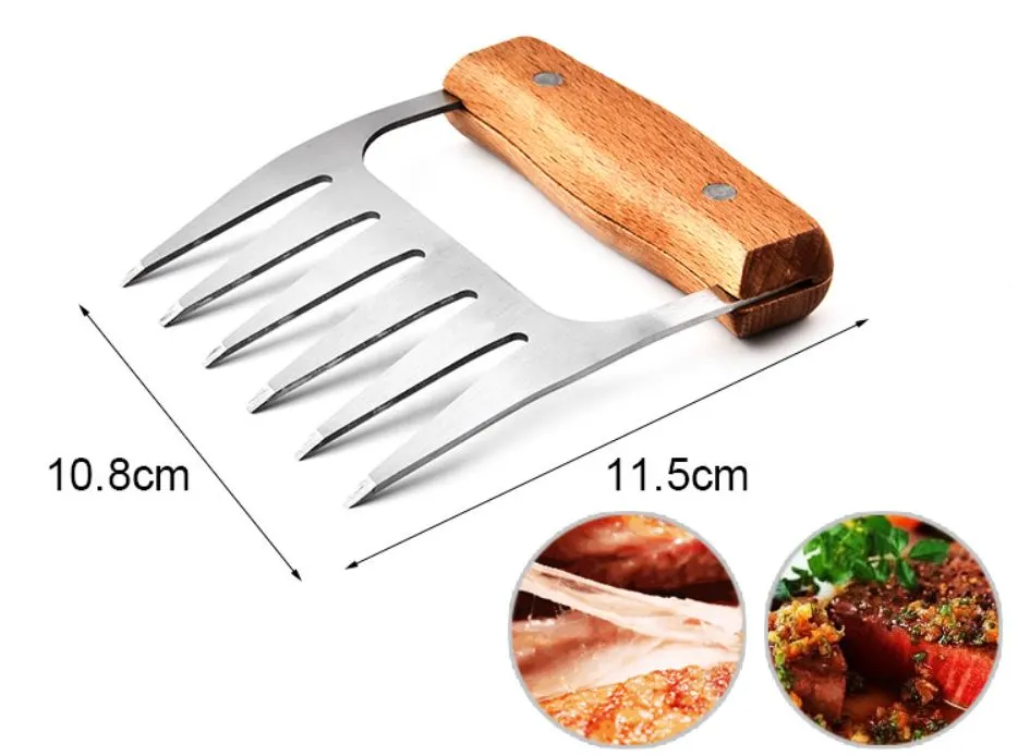 Professional Wooden Handle Stainless Steel Metal Meat Claws