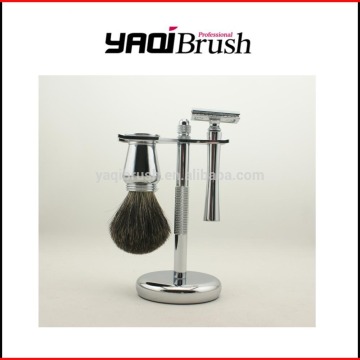 high quality silver metal shaving brush set