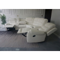 White PU Leather Manual Corner Recliner Sofa