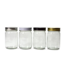 Hot Selling Good Quality 12 oz Clear Tall Glass Jar with Gold Lid