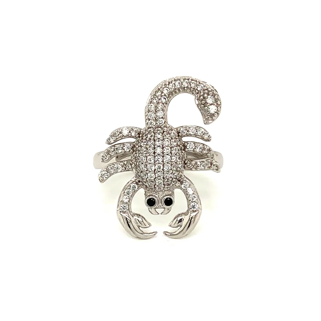 925 Sterling Silver Scorpion Shape Animal Ring with Cubic Zirconia