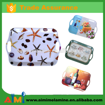 Customized Melamine dinner tray ,melamine serving tray with handle