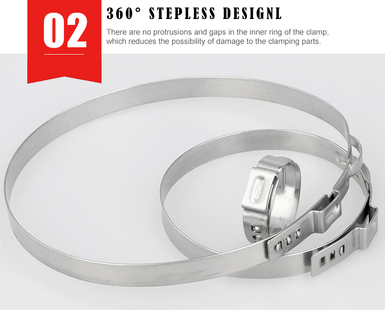 Adjustable SS304 Stepless Hose Clamp Single Ear Hose Clamp Metal Hose Clip