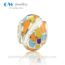 925 Sterling Silver Colorful Enamel Fish Scales Charm Beads