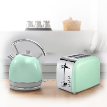 Green Kettle and Toaster Electric Jug Kettle Set