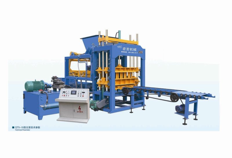 China HONGFA QT5-15 full automatic algeria concrete hourdis block making machine