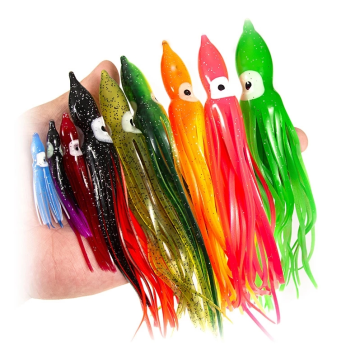 6pcs/Bag 9cm Trolling Lure Soft Plastic Octopus Skirts Glow Squid Lure