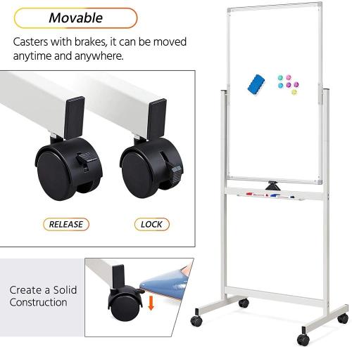 Mobile Rolling Marker Board with Tray for Office
