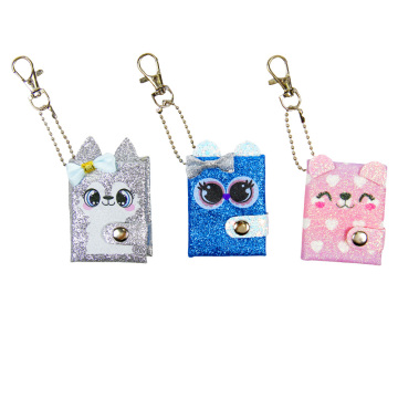 Mini Glitter Keychain Notebook - Sparkling Designs and Metal Clasp