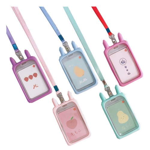 New Cute Cartoon Silica Gel Card Case Holder Credit Card Holders Card Cover Bus ID Holders String Children Card Sets