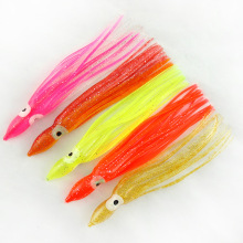 Soft Fishing Lure  12cm Rubber Squid Skirt Octopus Lure   hoochie Trolling Bait Saltwater Tuna and Sea bass fishing soft lure