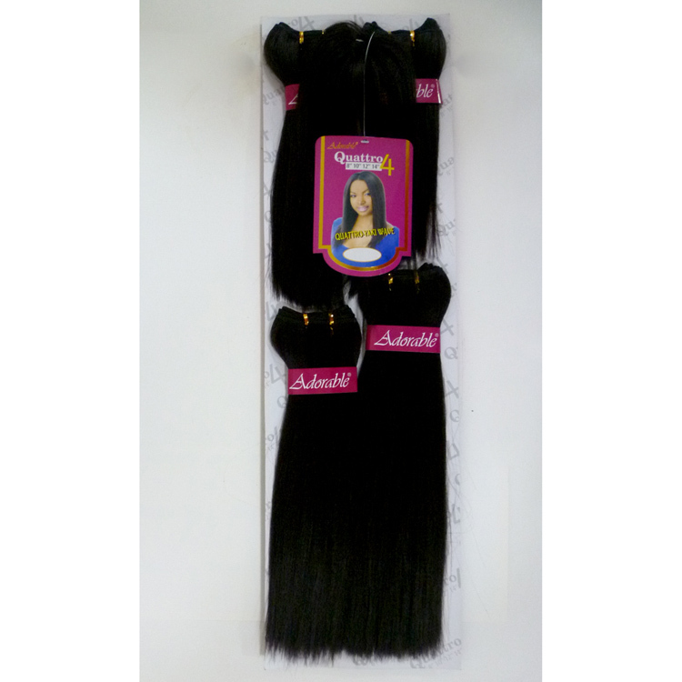 Adorable brand HOT synthetic fiber mixed human hair weaving afro silk straight yaki perm 16 inch hair bundles for black woman