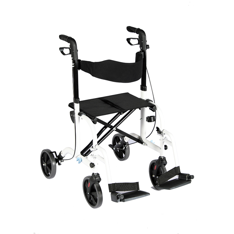 Aluminum Transport Chair Mobility Rollator 4 Wheel Medical Rolling Walker with Adjustable Handle