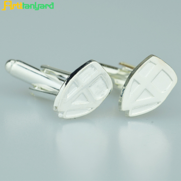Alloy Silver Men's Cufflink With Logo