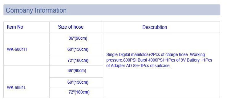 Igeelee Digital Pressure &Vacuum Gauges Manifolds Wk-6881L