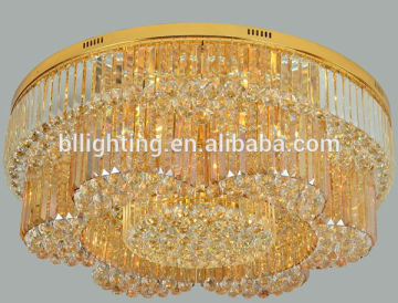 Gold round crystal drop down ceiling lighting