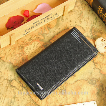 vintage slim long bi-fold pu travel wallet for men
