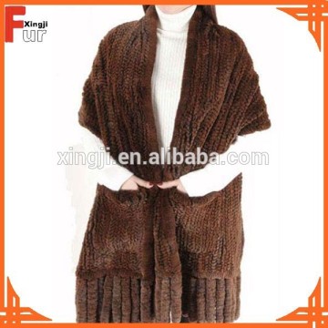 Knitted Mink Fur Shawl