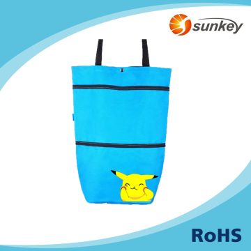 600D folding blue trolley basket