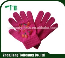 beautiful girl glove with cherry pattern