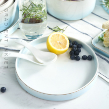 On Sale High Quality Gold Rimmed Cheap Ceramic Stoneware Pasta Dessert Plates for Banquet