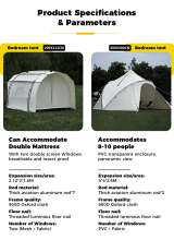 Outdoor Camping Oxford Tent Thickened Waterproof Portable Roof Pyramid Tunnel Tent