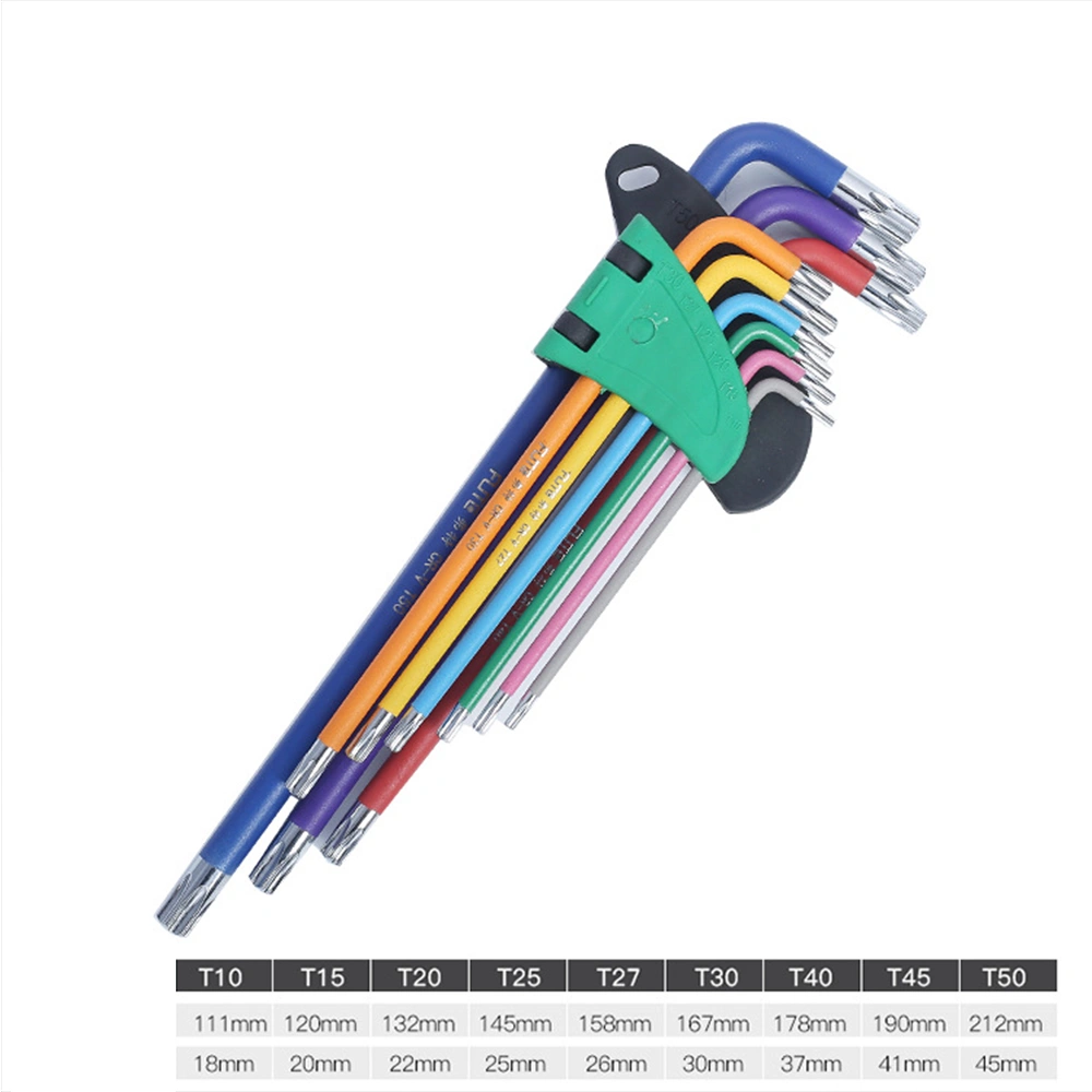 Color Wrench Chrome Vanadium Steel Ball Head Plum Blossom Rice MID-Length Lengthened Folding Multipurpose