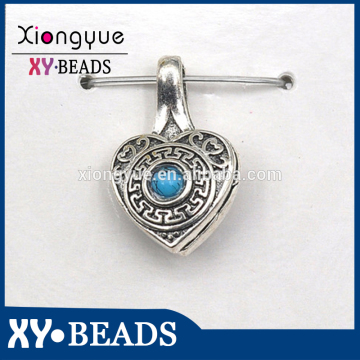 Alloy heart pendent 15x25mm antique chinese cloisonne