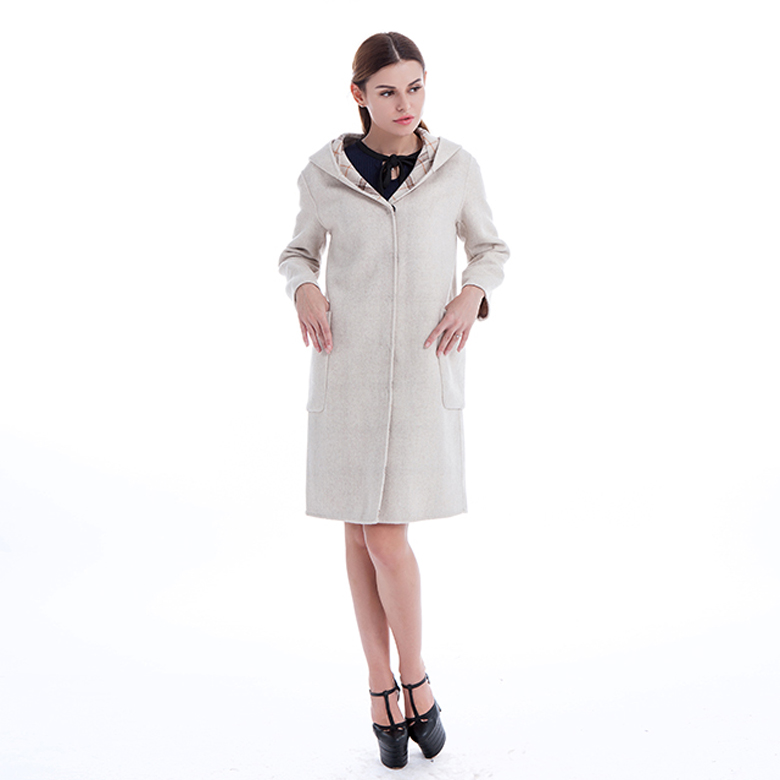 Winter Cashmere Hooded Coat for