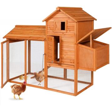80in Outdoor Wooden Chicken Coop Multi-Level Hen House
