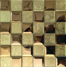 golden 3D effect marble and crystal mosaic