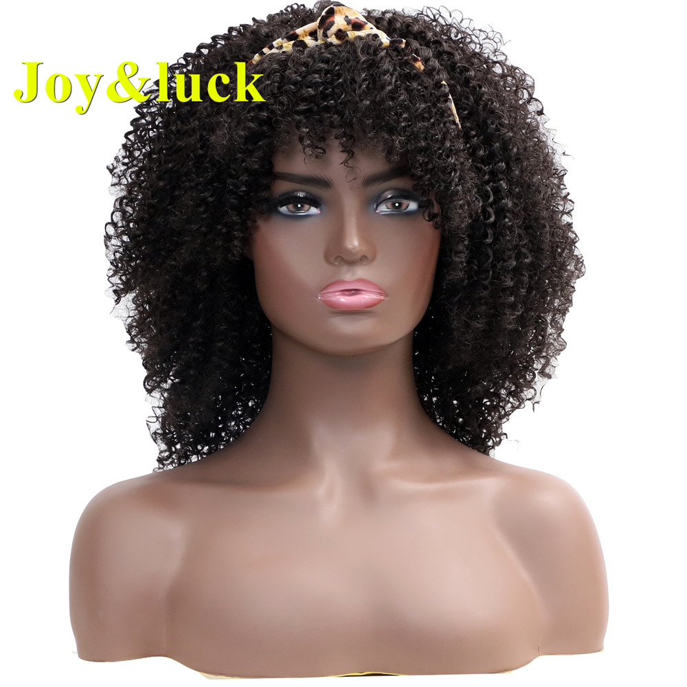 Hairband Wigs For Black Women Ladies Wholesale Scarf Shoulder Length Black Short Afro Kinky Curly Headband Wig Synthetic Wigs