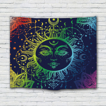 Sun Face Colorful Tapestry Mandala Wall Hanging Indian Hippie Bohemian Psychedelic Mystic Tapestry Home Decro
