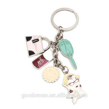 Metal Shopping hand mirror shape custom keyring for girls