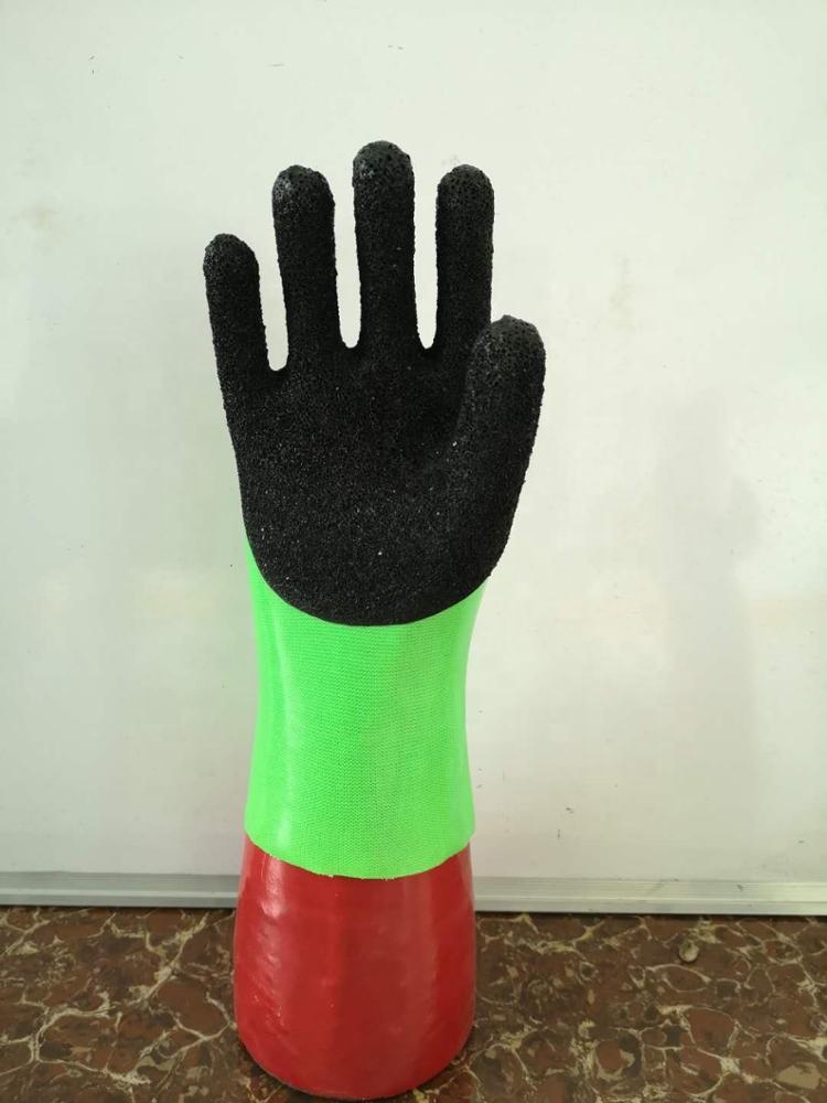 Fluorescent GreenPVC Glove.Black Foam Finish