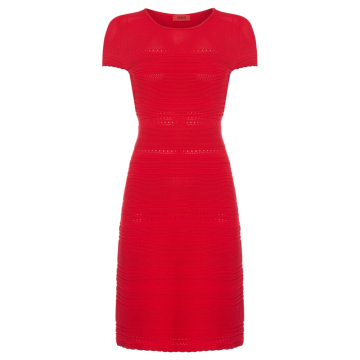 OEM charming red short sleeve wowen women short formal cocktail dresses