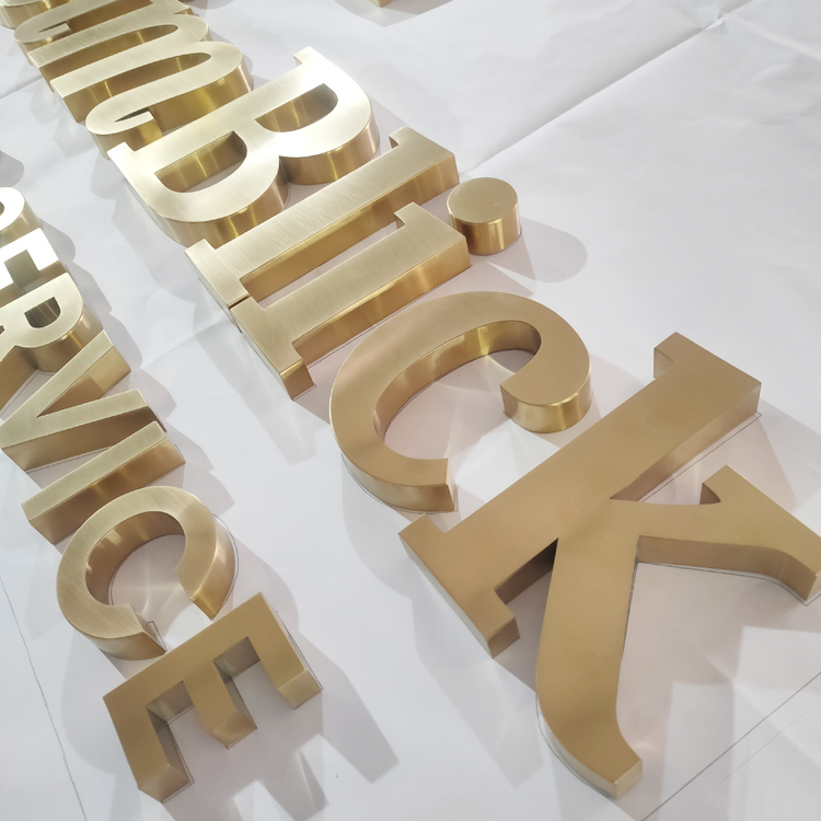 Rustic Mirror Polish Face Gold Letters Wall 3d Logo Stainless Steel Metal Alphabet Letter Sign For Company