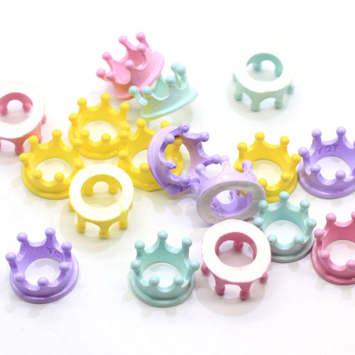 Kawaii Resin Princess Crown with Hole DIY Decoration Accessory Girls Dollhouse Toys Four Colors Flat Back Jewelry Making