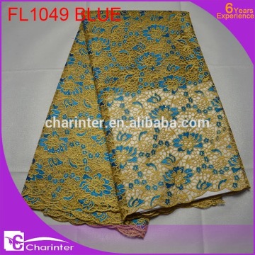 nigerian lace/cord laces for nigerian/african lace fabric/french lace/african organza lace fabric FL1409 blue