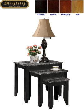 3PCS Grey Faux Granite Marble Nesting Tables