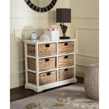 Clothes Wooden Cabinets 6 Wicker Basket Storage Chest